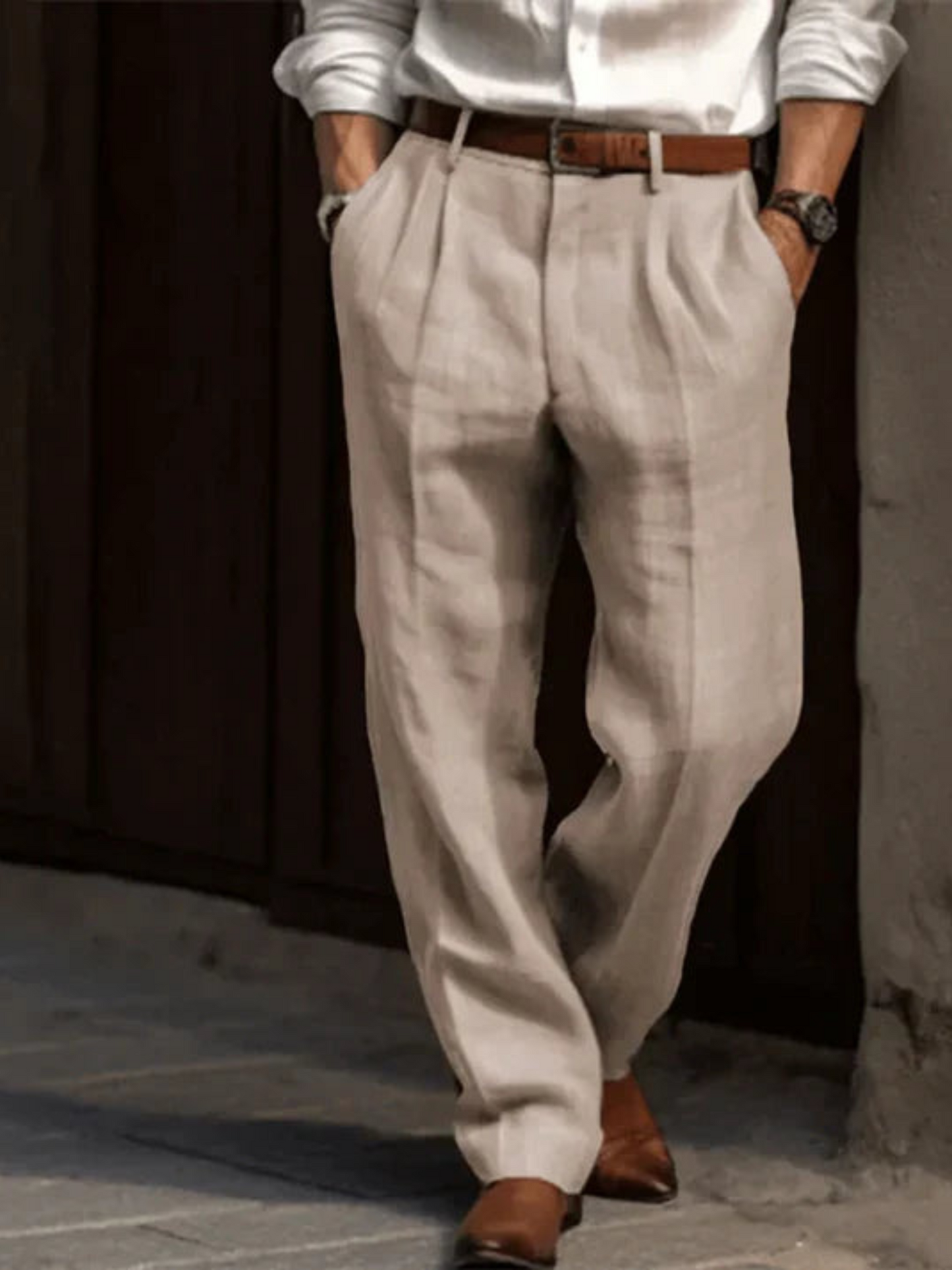 Trousers for Men Tailored Fit | Elegant Look | Beige