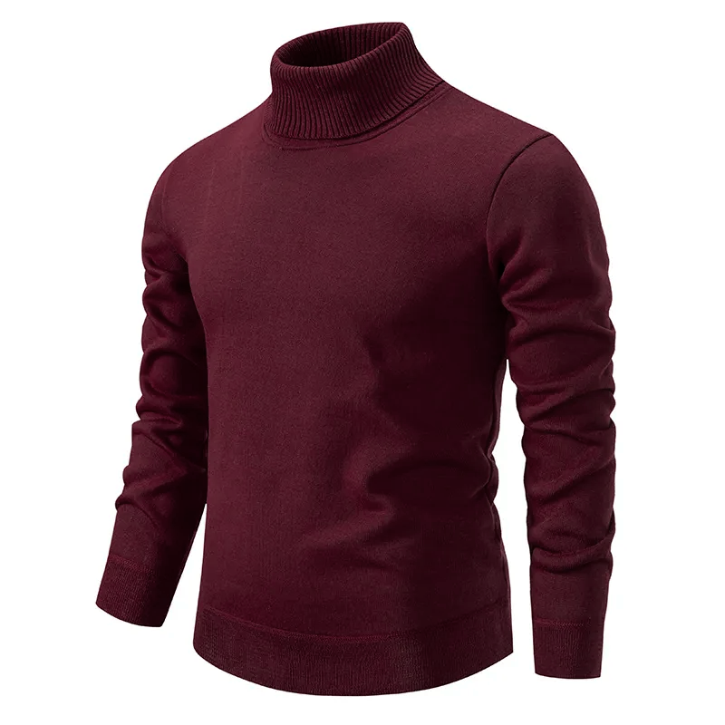 Turtleneck Sweater for Men | Cotton Blend, Classic Design | Red