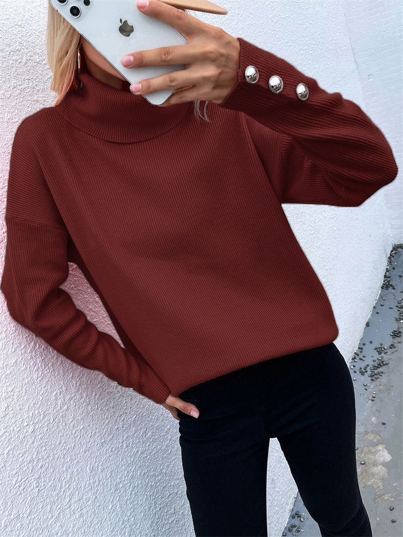 Turtleneck Sweater for Women | Casual Fit with Button Cuffs | Winter 6