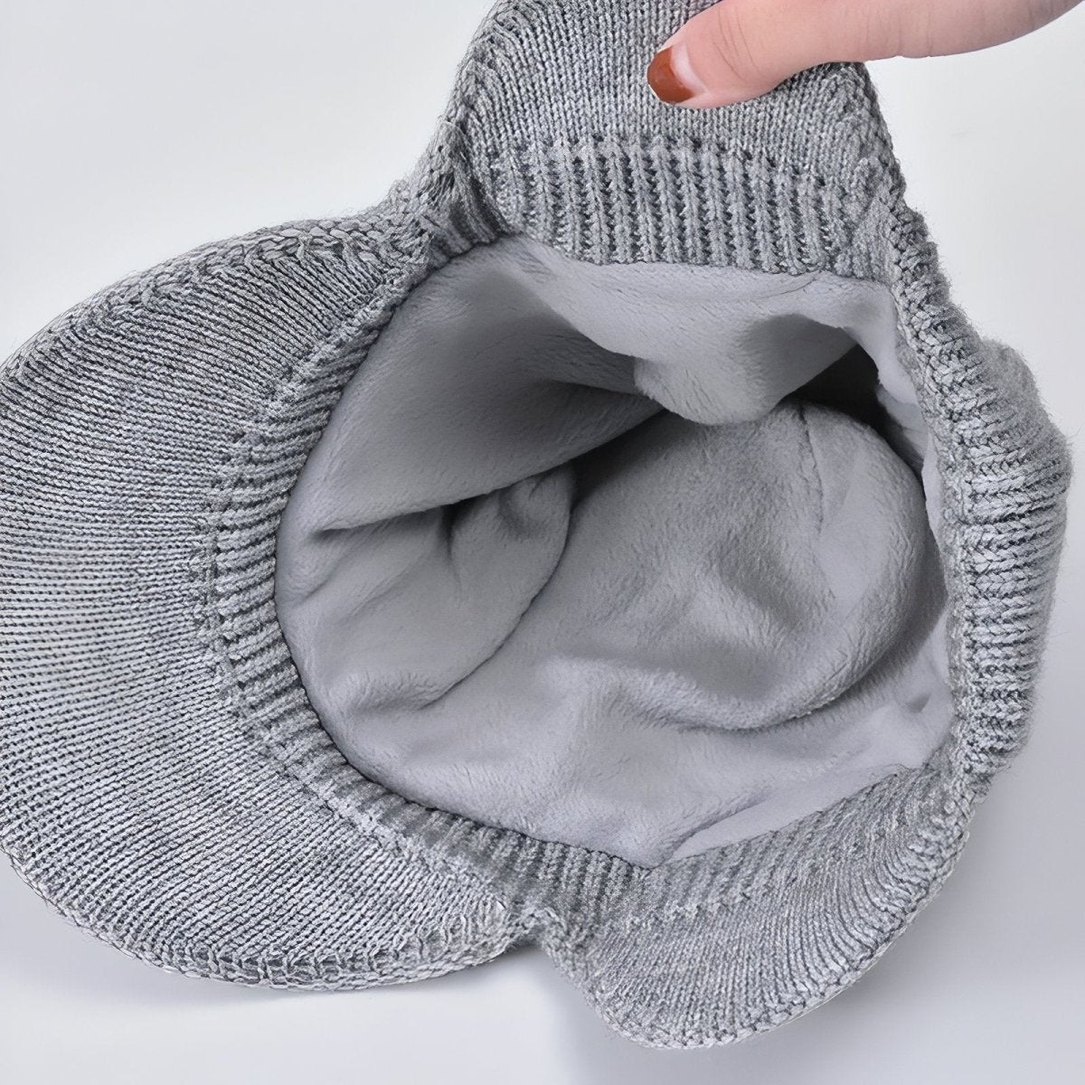 Unisex Winter Hat | Knitted with Ear Flaps and Visor | Gray1