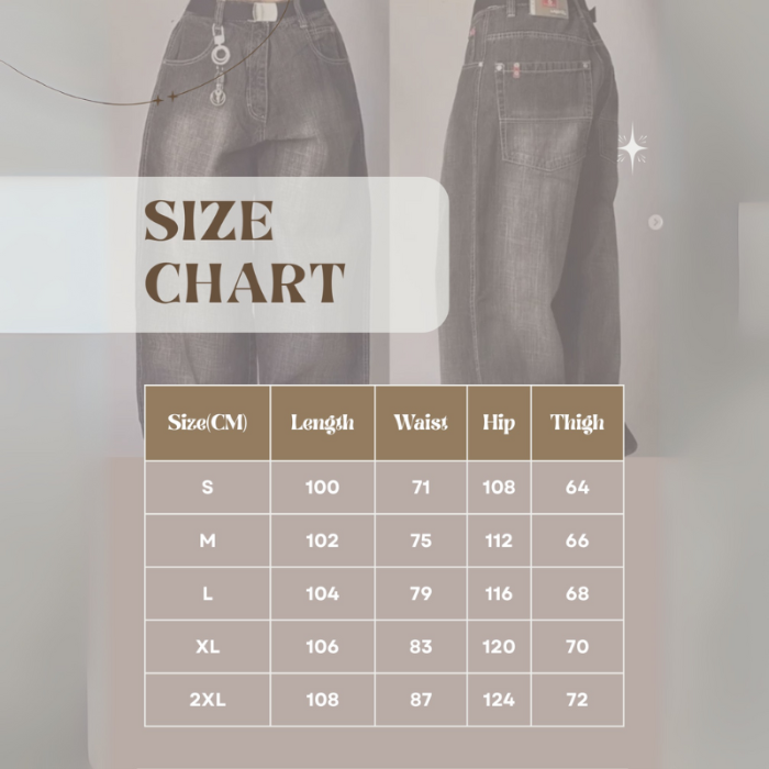 Retro Punk Baggy Cargo Jeans – Unisex Wide Leg Denim Pants with Multiple Pockets