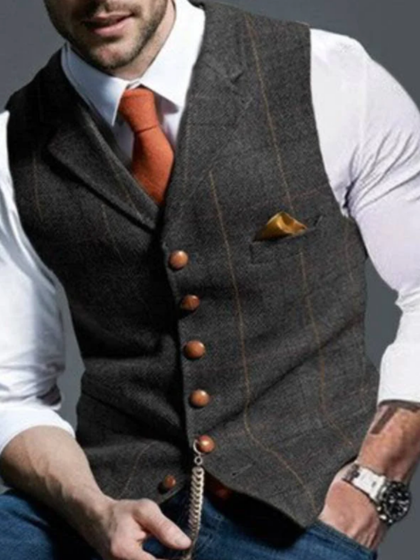 Vintage Waistcoat for Men | Timeless Design | Dark Gray