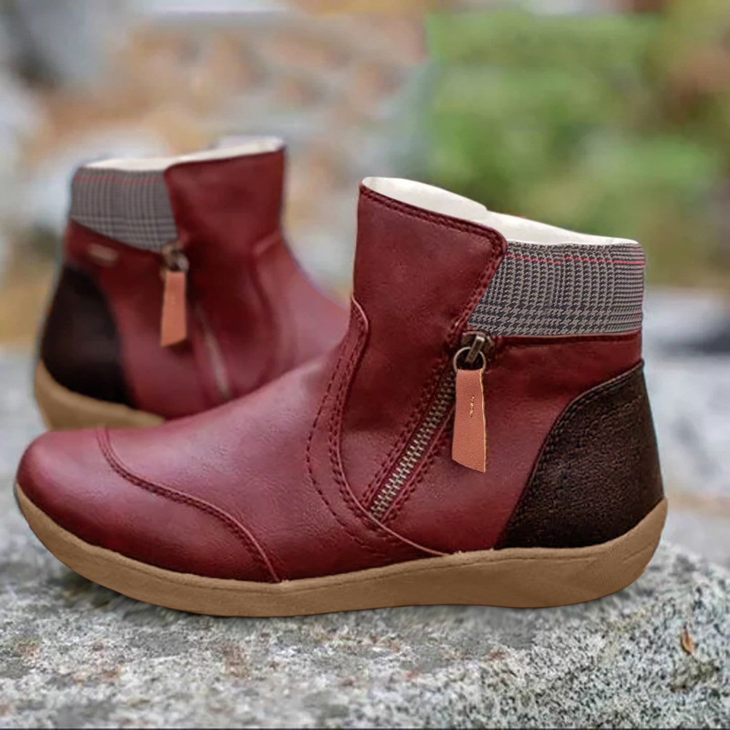 Waterproof Boots for Women | Double Zipper | Red
