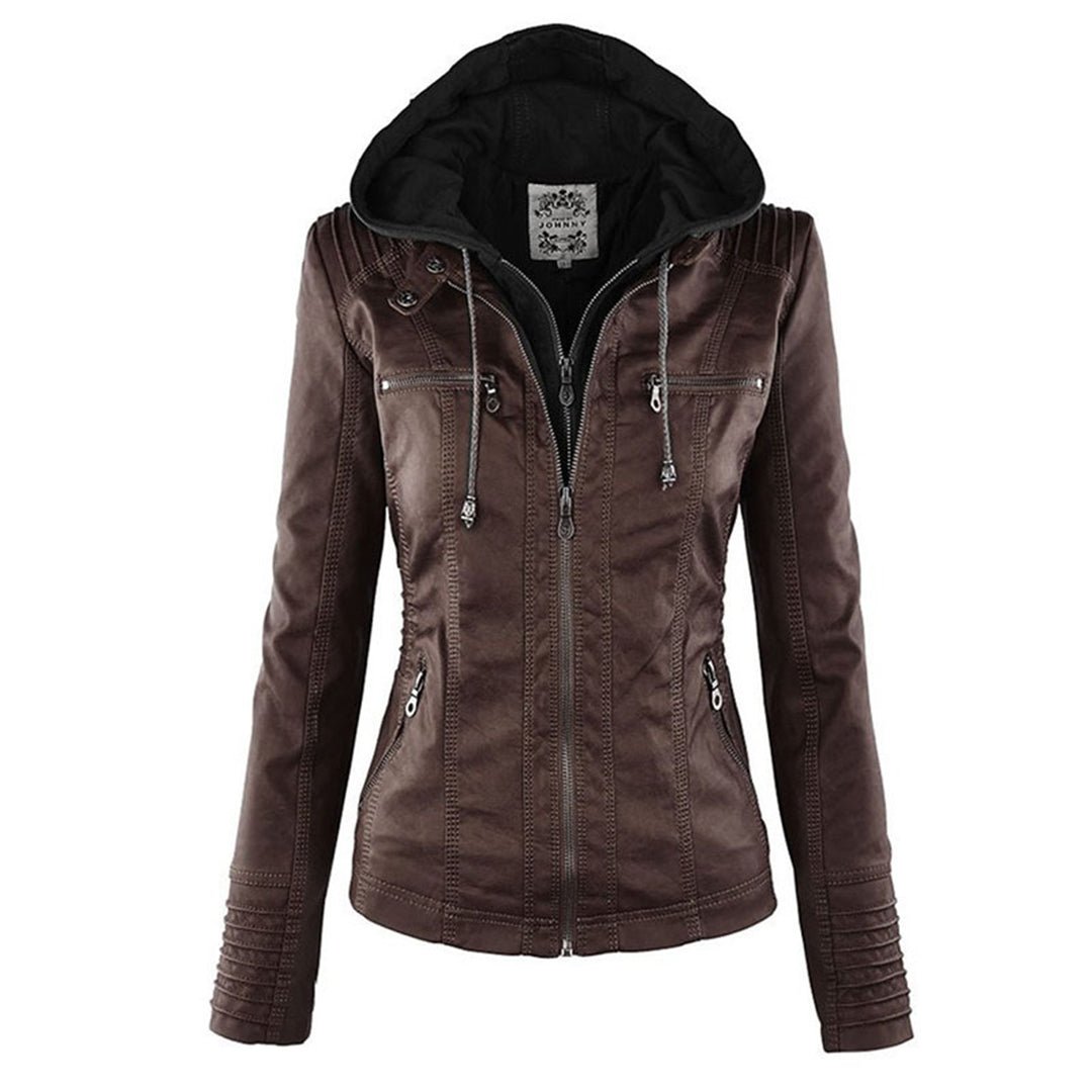 Waterproof Hooded Jacket for Women | Weather-Resistant | Dark Brown