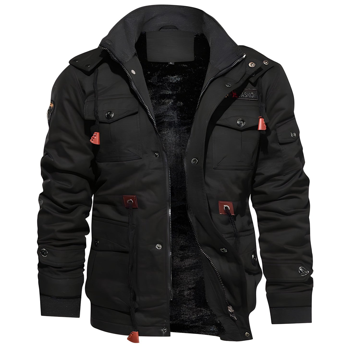 Waterproof Jacket for Men | Hooded, Fleece-Lined | Black