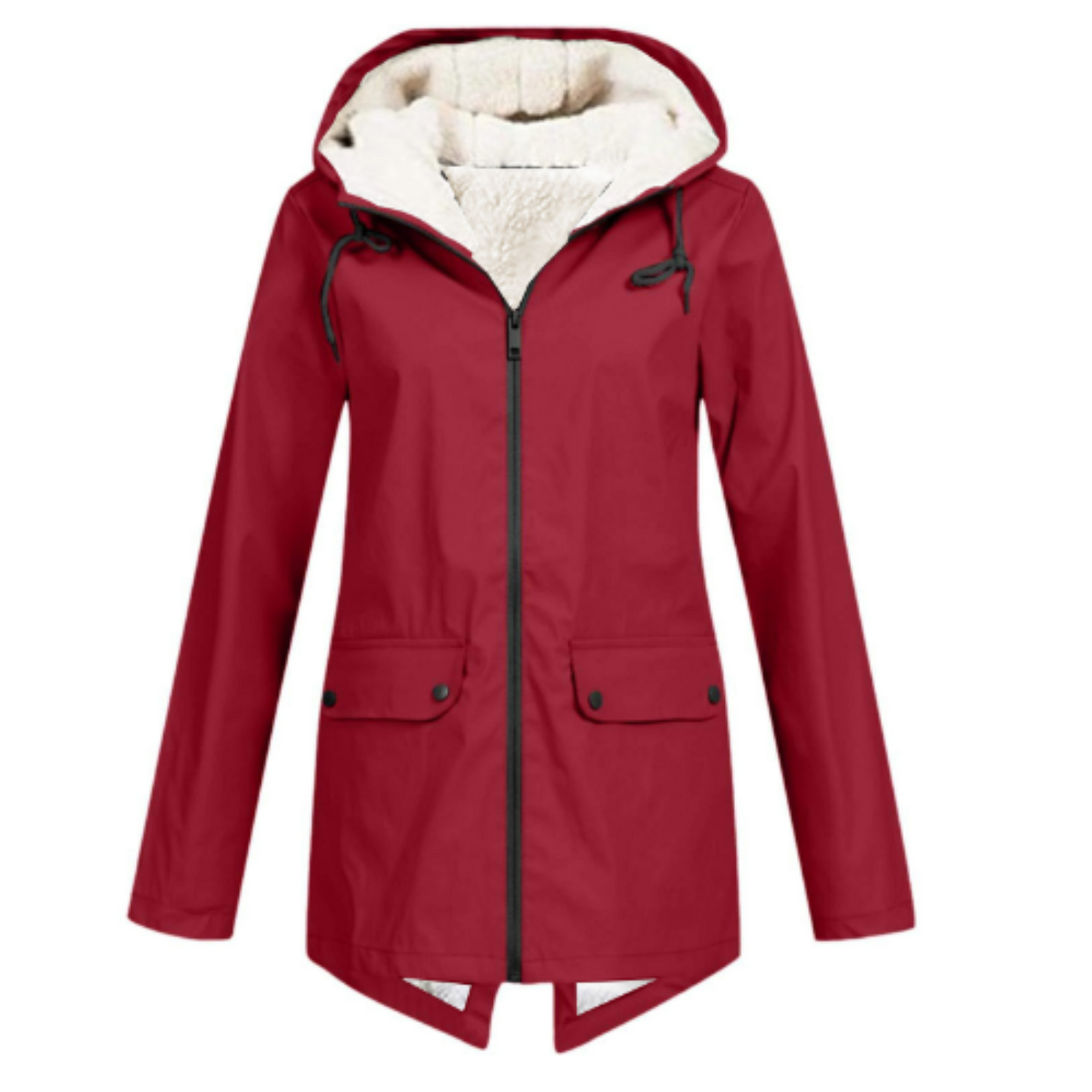 Waterproof Rain Jacket for Women | Hooded, Functional Design | Red