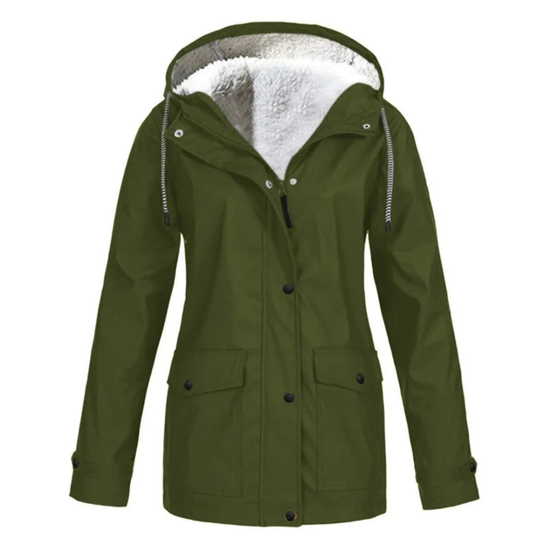 Waterproof Wool Coat for Women | Mid-Length | Army green