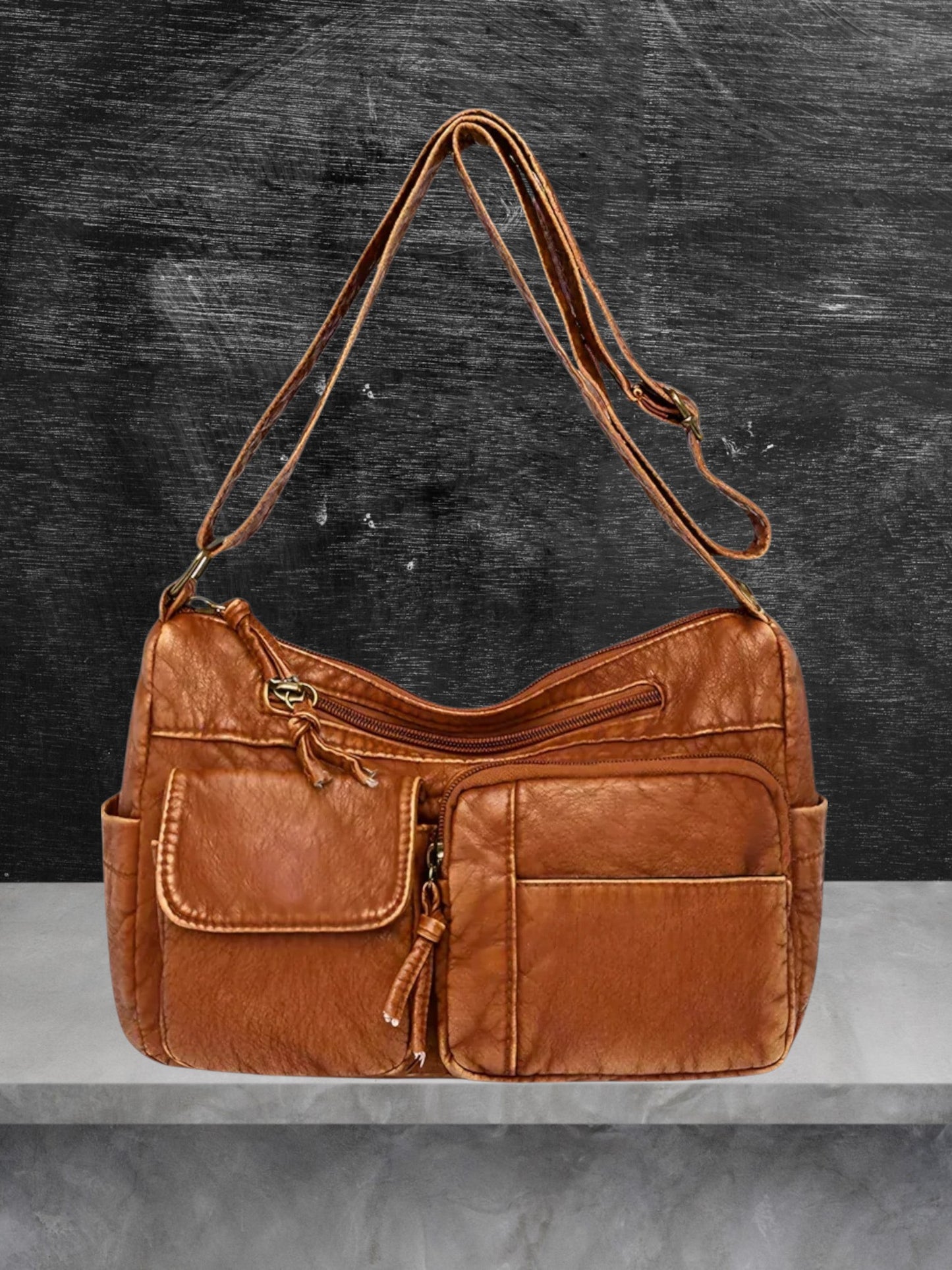 Wenna | Timeless Leather Tote Bag with Spacious Interior and Sturdy Handle | Brown