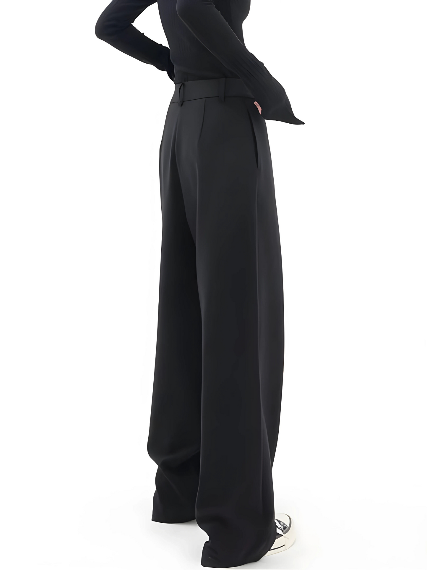 Wide Leg Trousers Women, Asymmetrical Cut | Casual Elegant | Black2