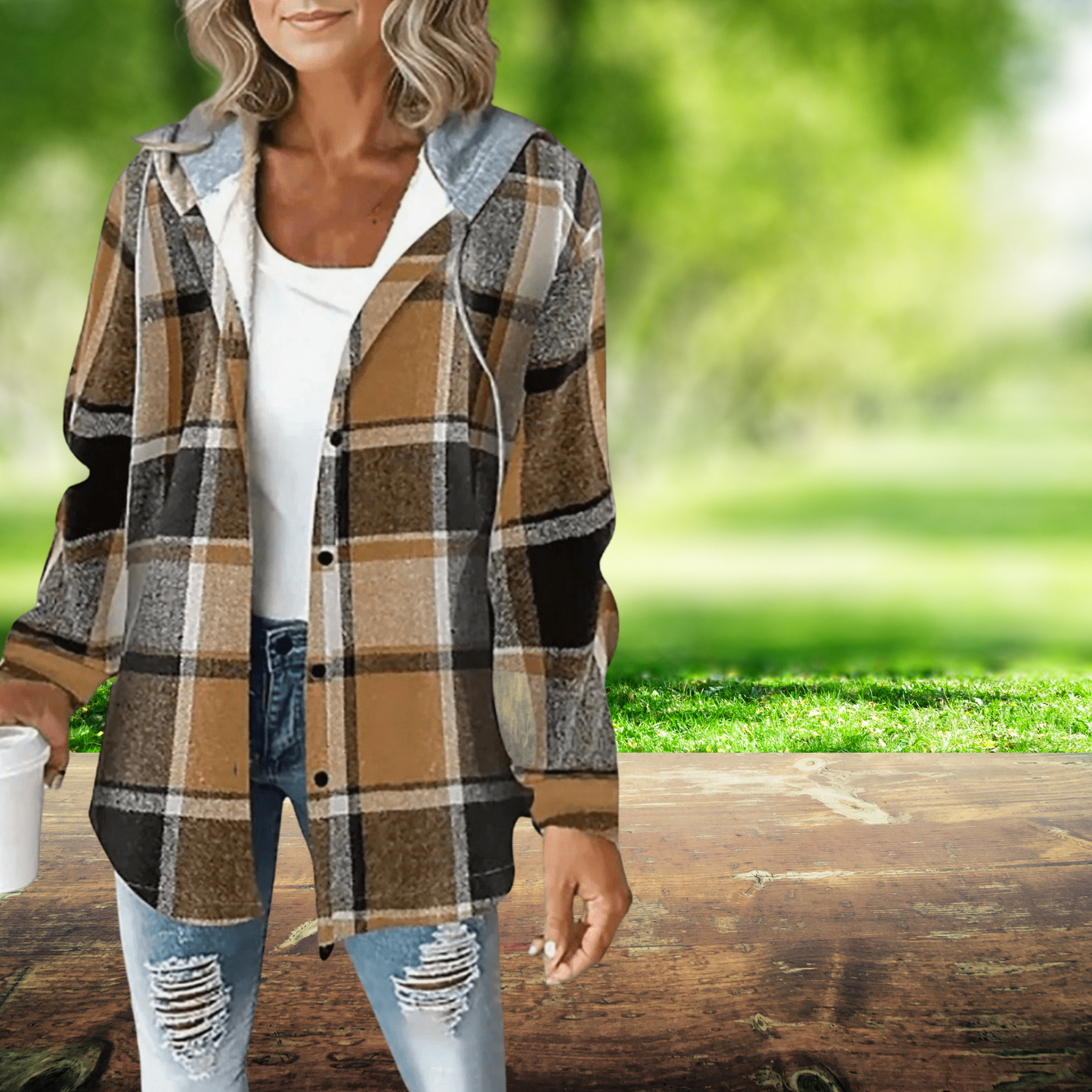 Windproof Women's Jacket in High-Quality Polyester with Long Sleeves | Brown