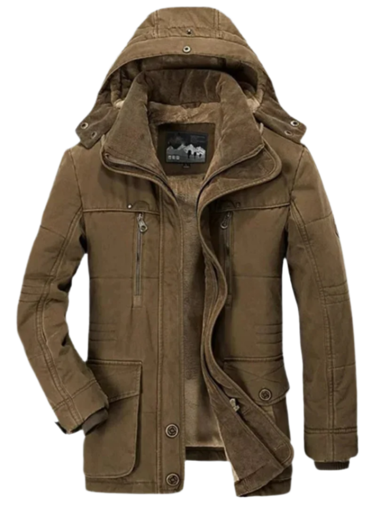 Winter Coat for Men | Hooded Casual Fit | Brown