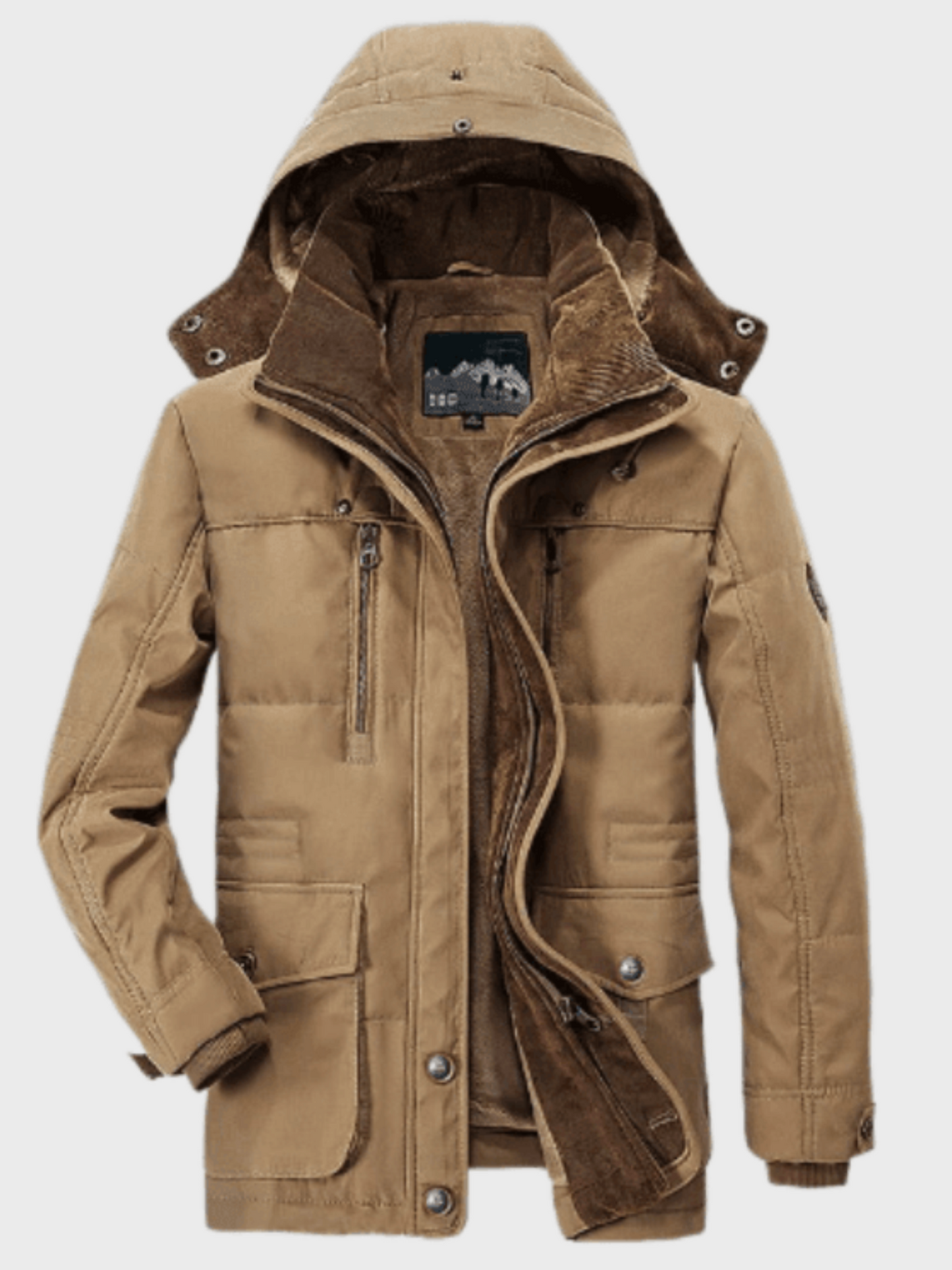 Winter Coat for Men | Hooded Casual Fit | Khaki