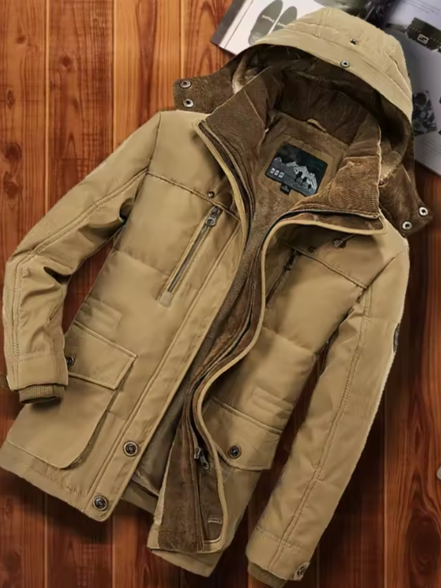 Winter Coat for Men | Hooded Casual Fit | Khaki1