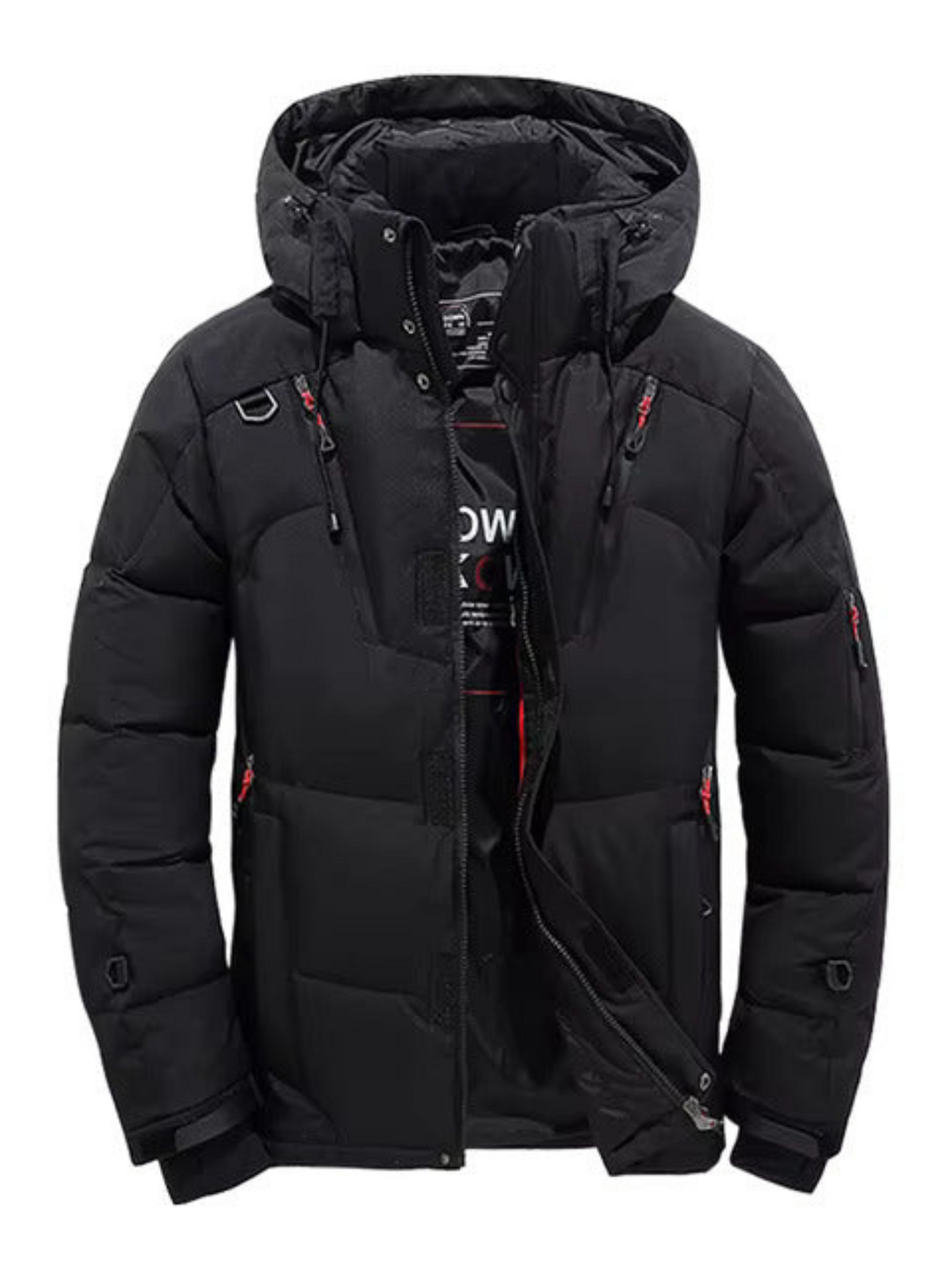 Winter Down Jacket for Men | Quilted, Hooded | Black