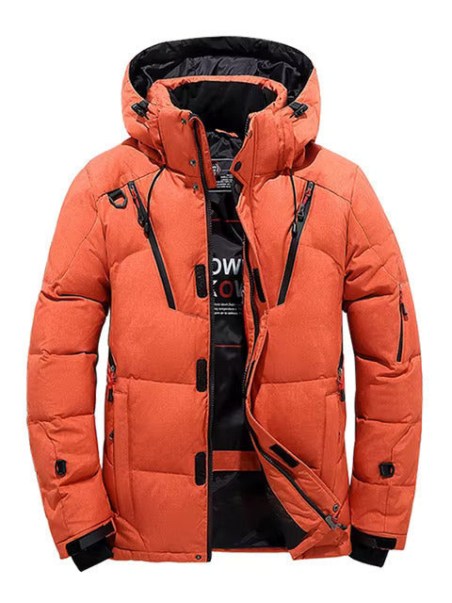 Winter Down Jacket for Men | Quilted, Hooded | Orange