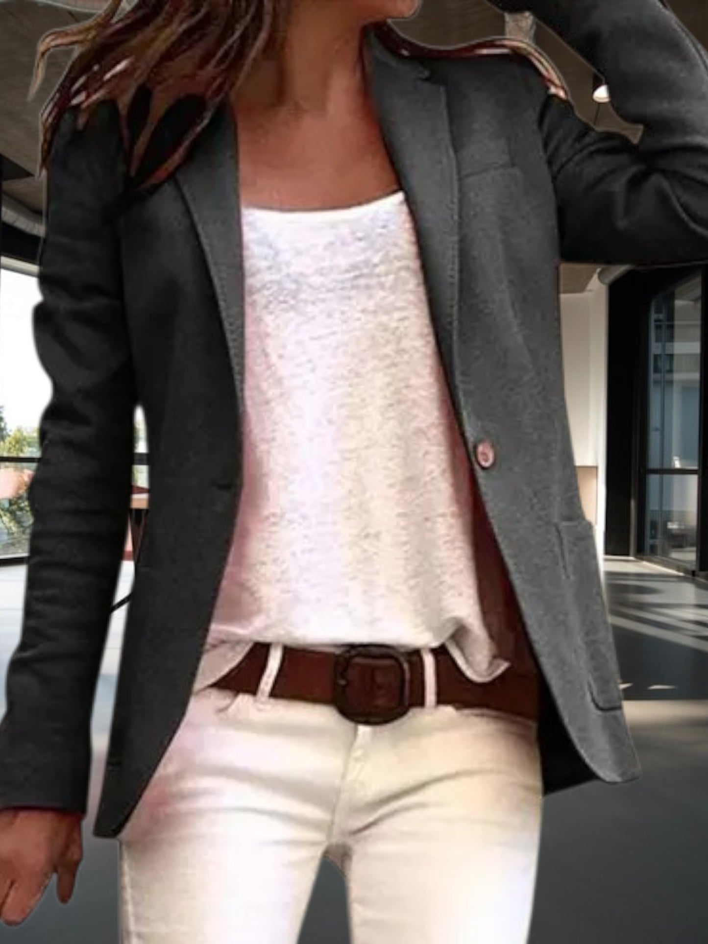 Women's Tailored Fit Blazer with one button closure | Black