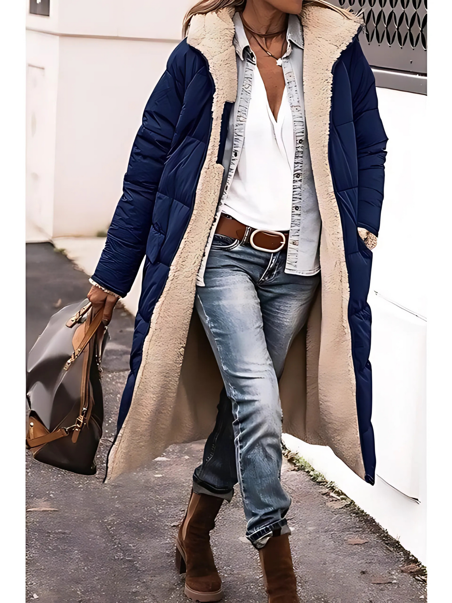 Women's Winter Coats | Reversible, Hooded | Navy Blue