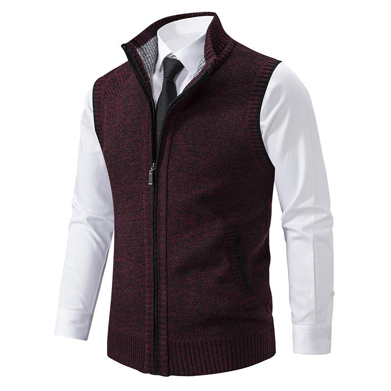Zip Front, Mock Neck Vest for Men | Regular Fit | Red