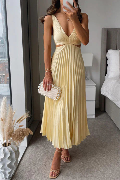 Pleated Satin Dress for Women – Elegant and Versatile Formal & Casual Dress