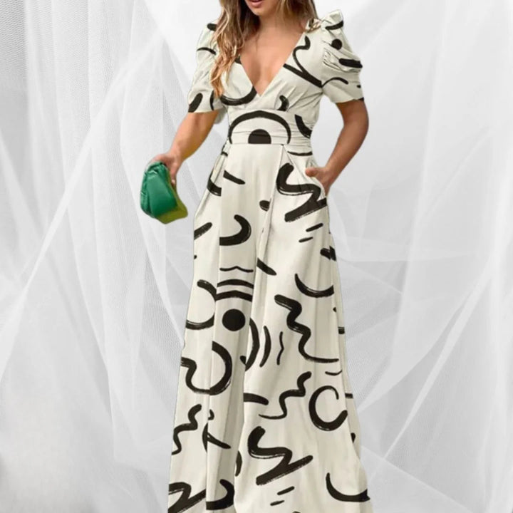 Women’s V-Neck Wide Leg Jumpsuit – Stylish & Versatile