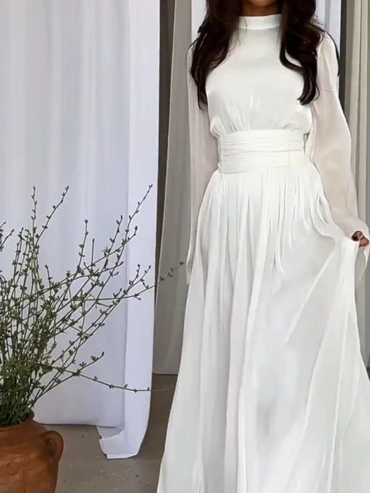 Elegant Maxi Dress for Women with Tie Belt – Stylish Long Dress for Casual or Formal Wear