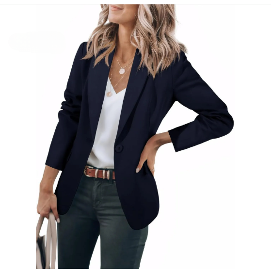 Blazer for Women, Elegant Tailored Fit with Long Sleeves and Pockets