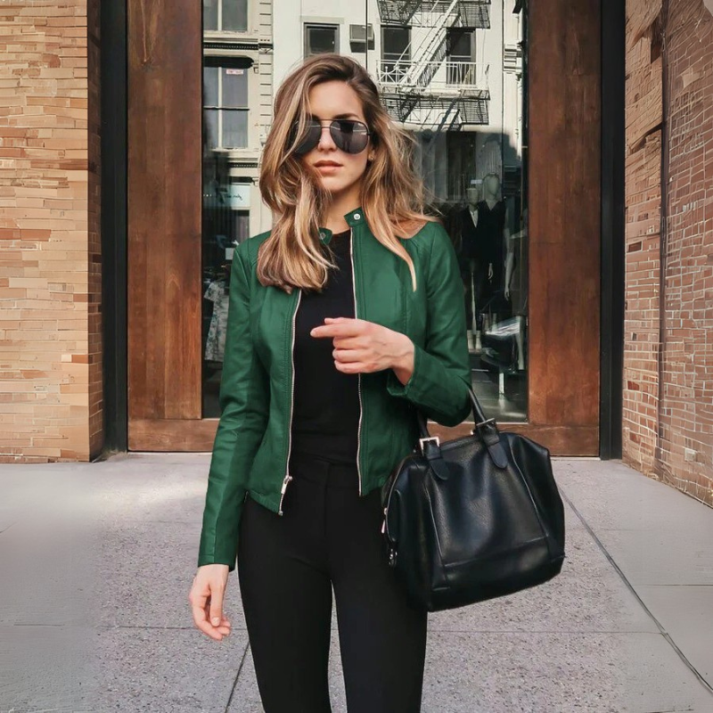 Women's Waterproof Leather Jacket - Breathable, Short & Lightweight