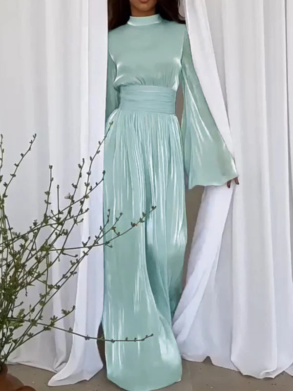 Elegant Maxi Dress for Women with Tie Belt – Stylish Long Dress for Casual or Formal Wear