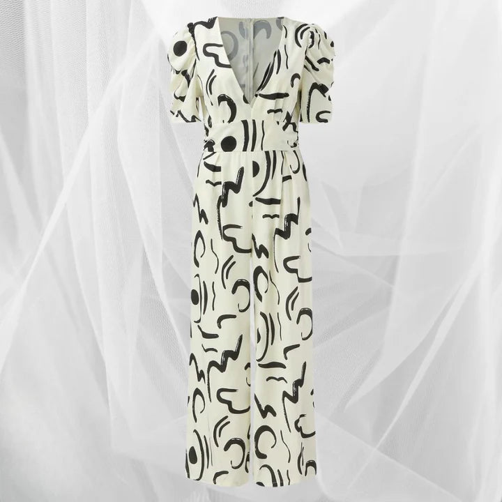 Women’s V-Neck Wide Leg Jumpsuit – Stylish & Versatile