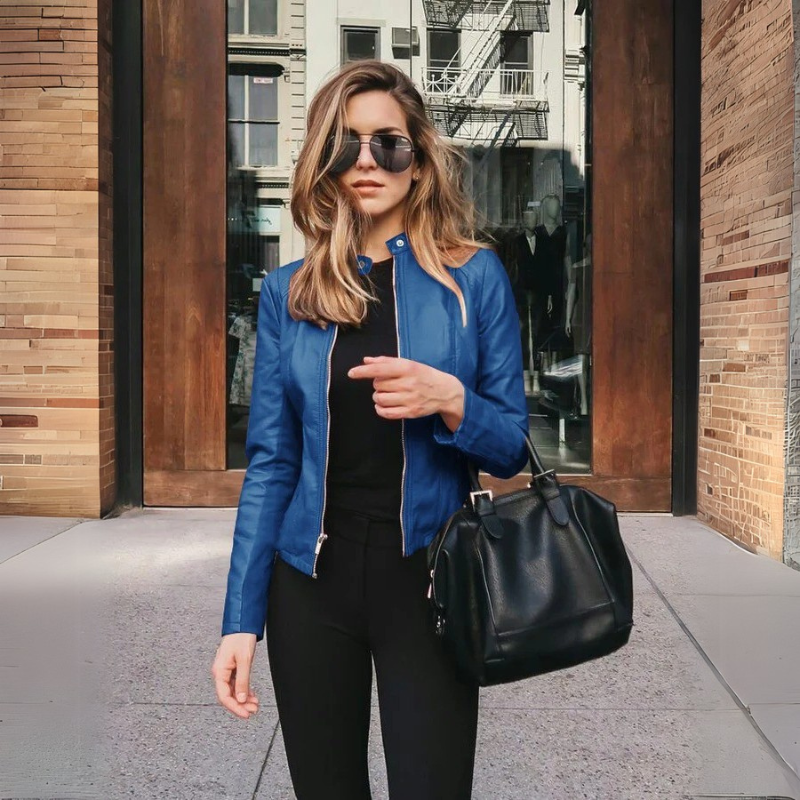 Women's Waterproof Leather Jacket - Breathable, Short & Lightweight