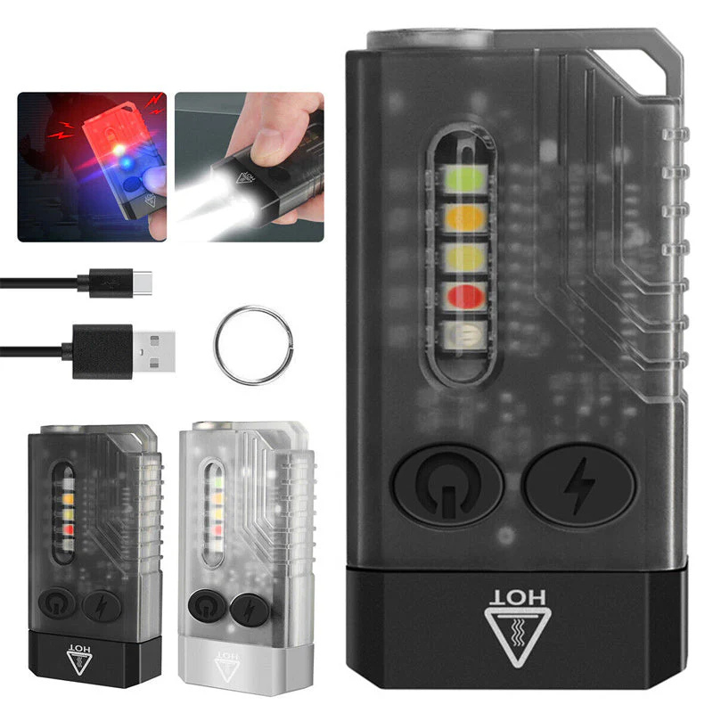 Powerful EDC Flashlight with Red, UV & Blue Light - Multi-Function LED Torch