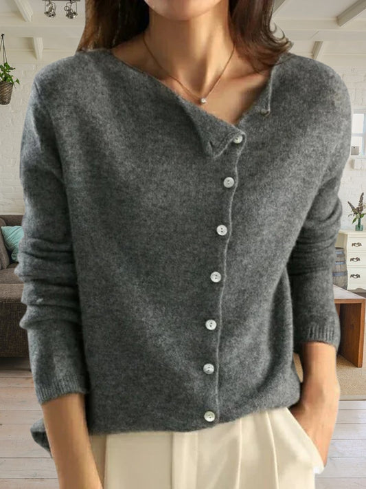 Adna | Stylish Women's Knitwear with Unique Button Design and Long Sleeves for Autumn Comfort | Gray