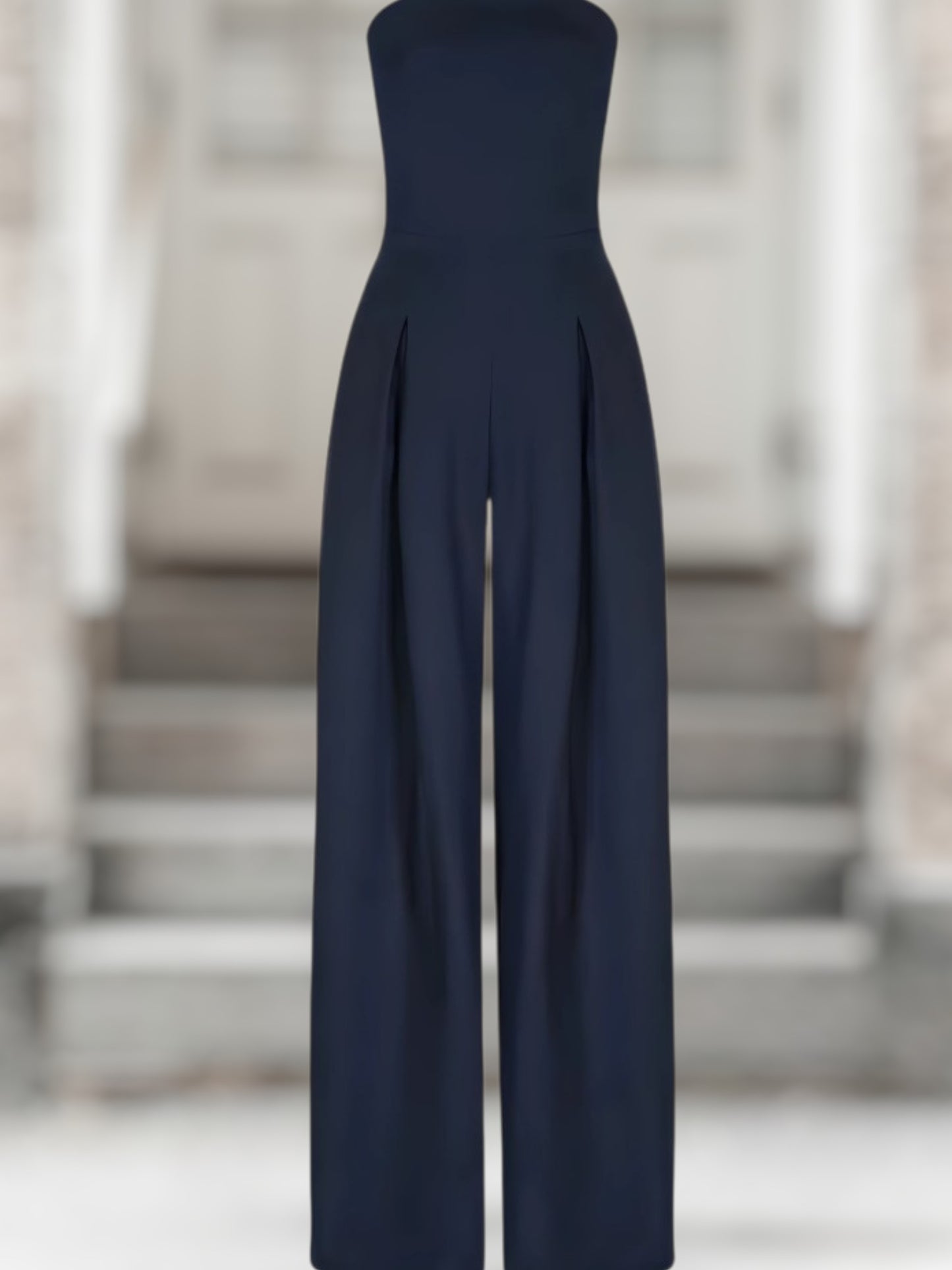 Amélie | Women's Elegant Sleeveless Corset Effect Dress for Wedding Guests and Formal Occasions | Dark Blue 2