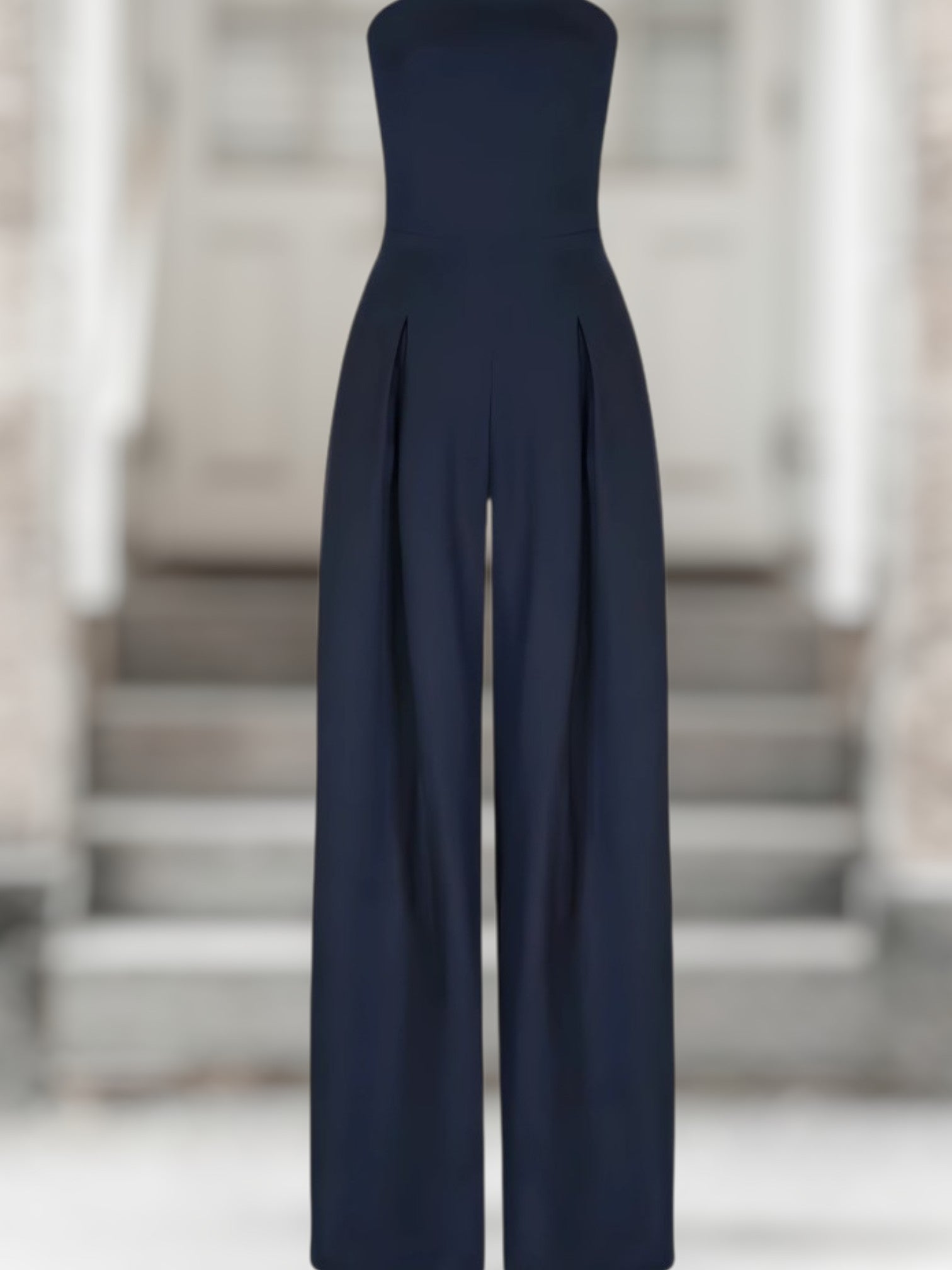 Amélie | Women's Elegant Sleeveless Corset Effect Dress for Wedding Guests and Formal Occasions | Dark Blue 2