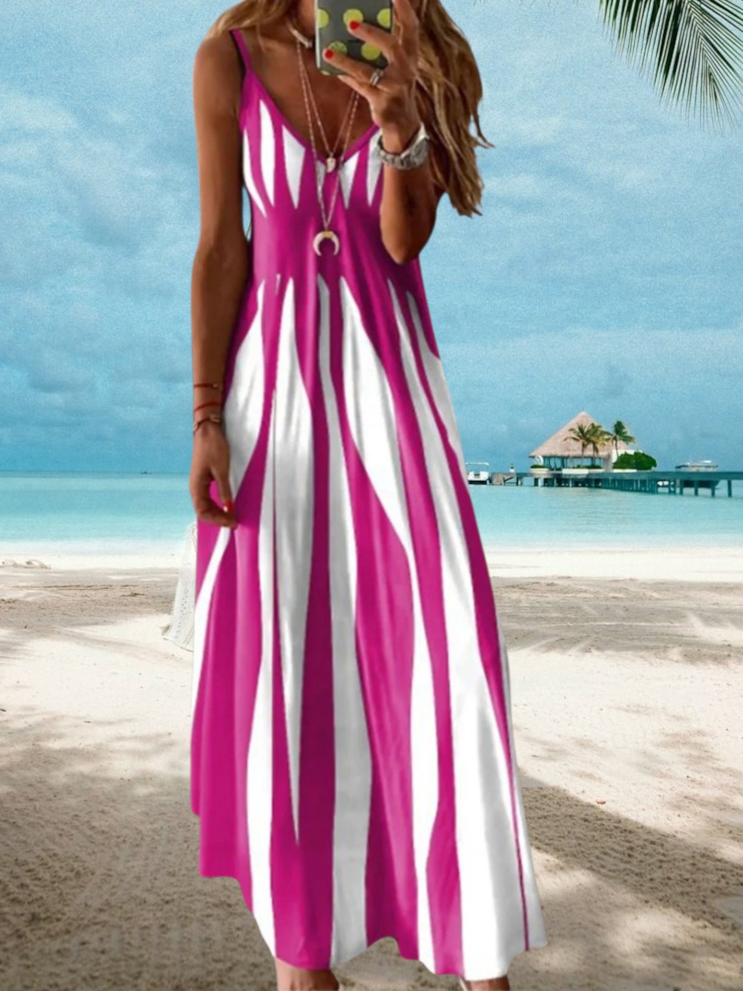 Angela | Handmade Long Summer Dress for Women in Sustainable Fabric | Pink