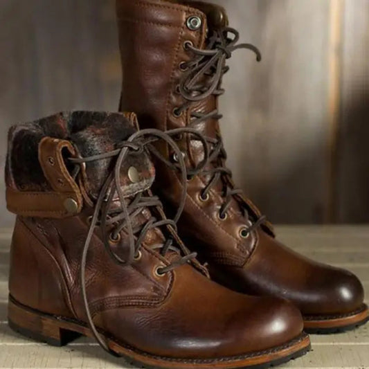 Ankle Height Leather Boots for Women | Flexible Fit | Dark brown