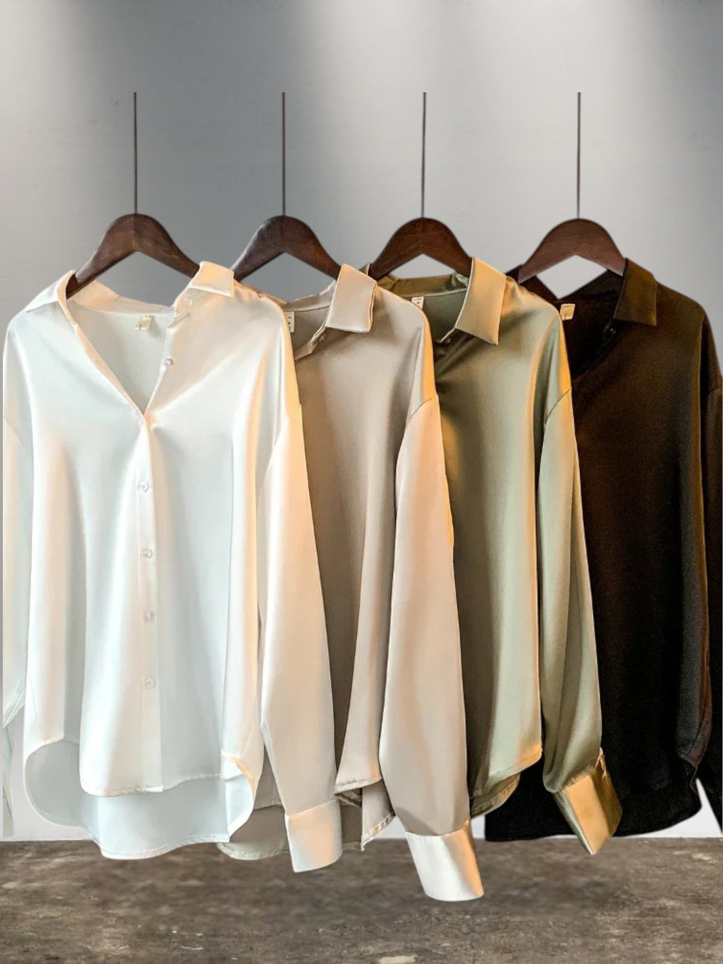 Anne | Women's Silk Blouse with Long Sleeves and Flattering Fit | Champagne 3