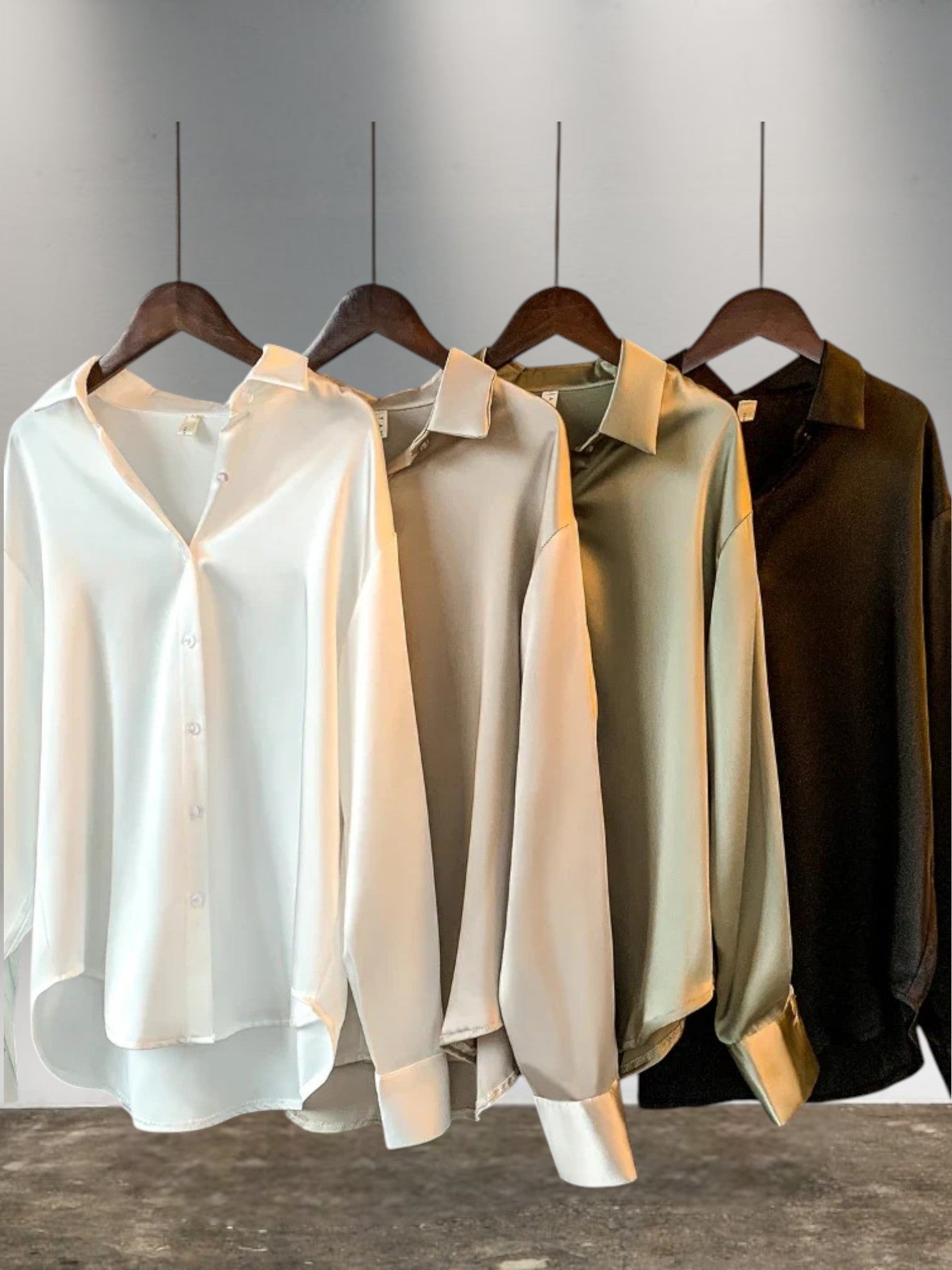 Anne | Women's Silk Blouse with Long Sleeves and Flattering Fit | Champagne 3