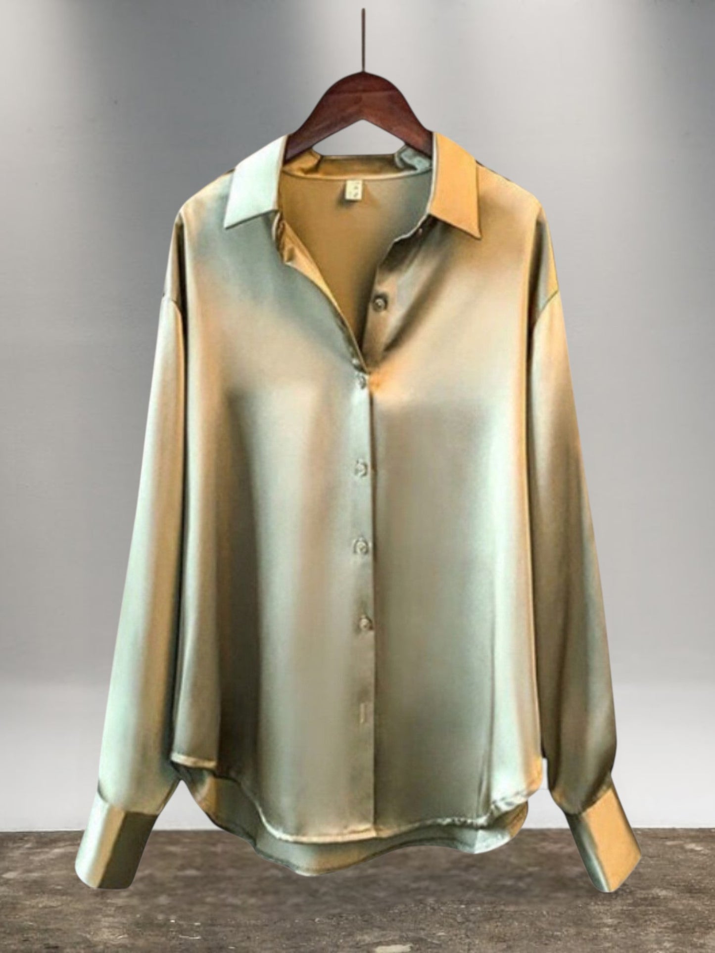 Anne | Women's Silk Blouse with Long Sleeves and Flattering Fit | Olive green