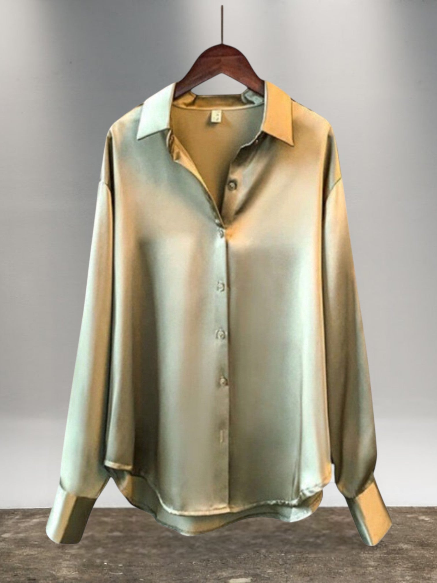 Anne | Women's Silk Blouse with Long Sleeves and Flattering Fit | Olive green