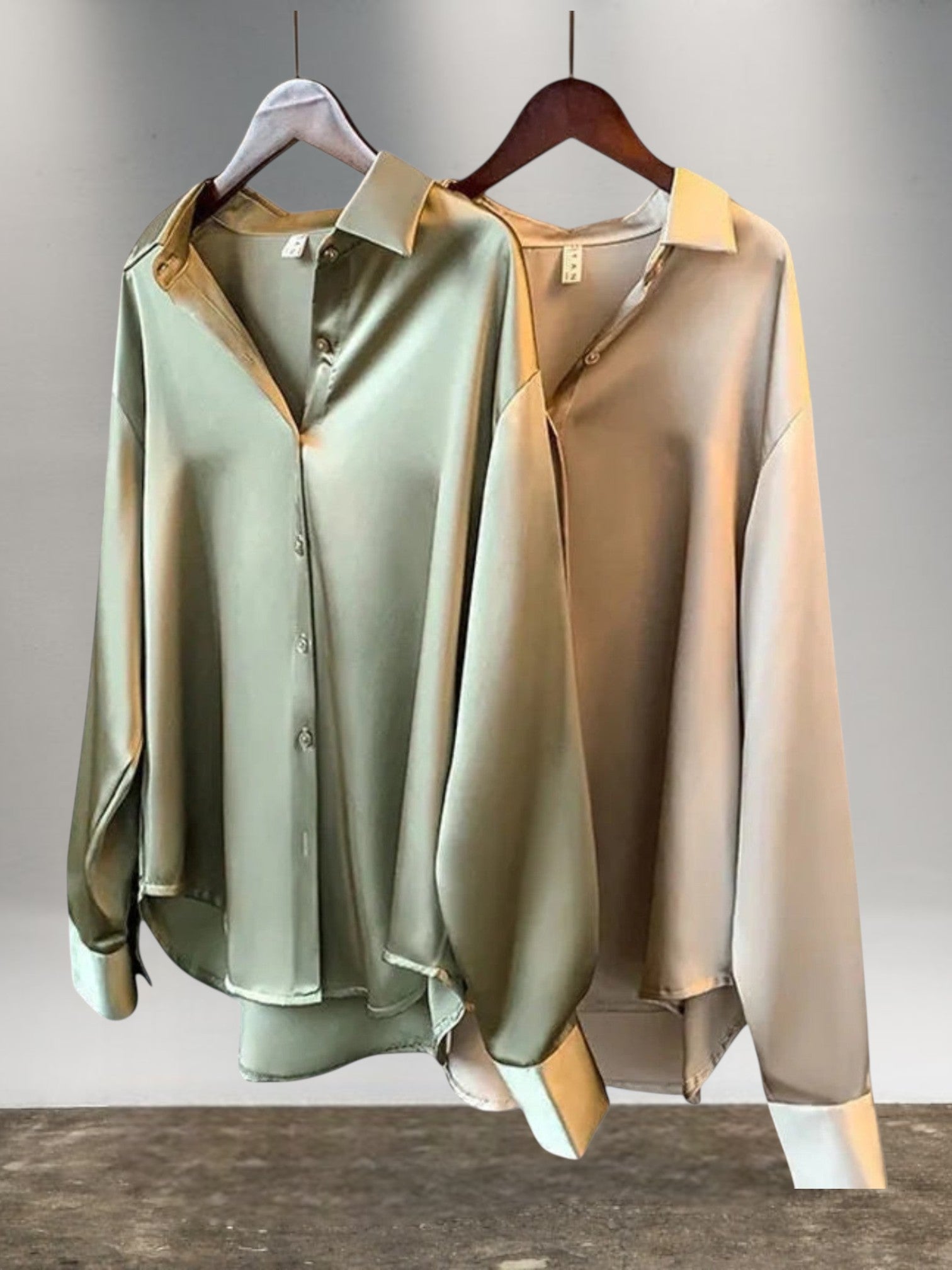 Anne | Women's Silk Blouse with Long Sleeves and Flattering Fit | Olive green 2