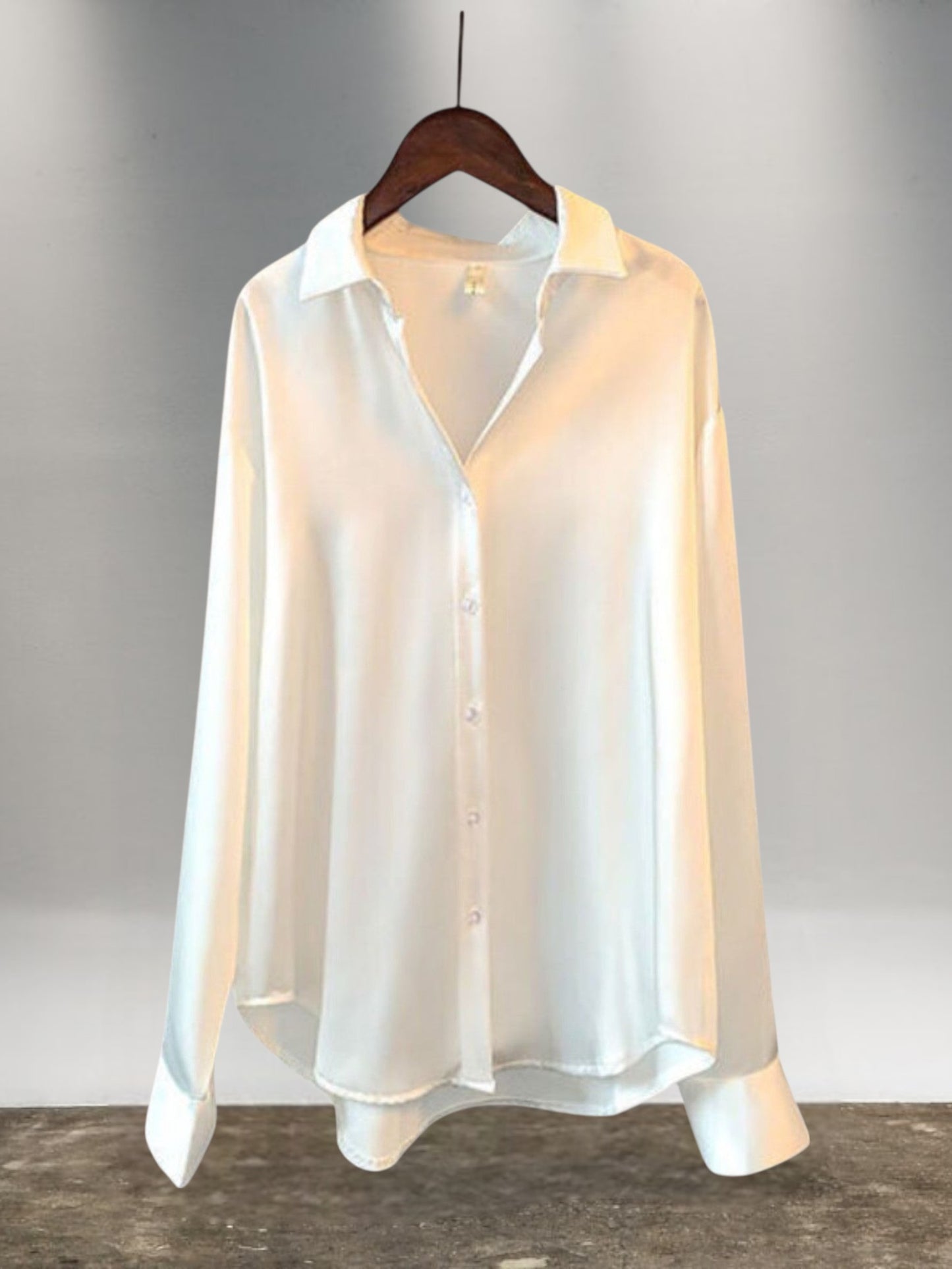 Anne | Women's Silk Blouse with Long Sleeves and Flattering Fit | White