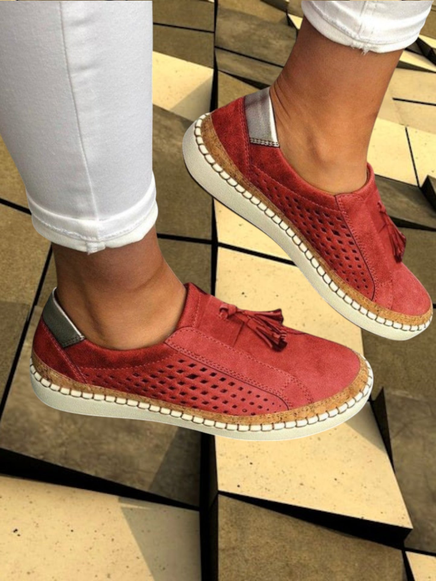 Arch Support Slip-On Sneakers with Non-Slip Outsole | Red