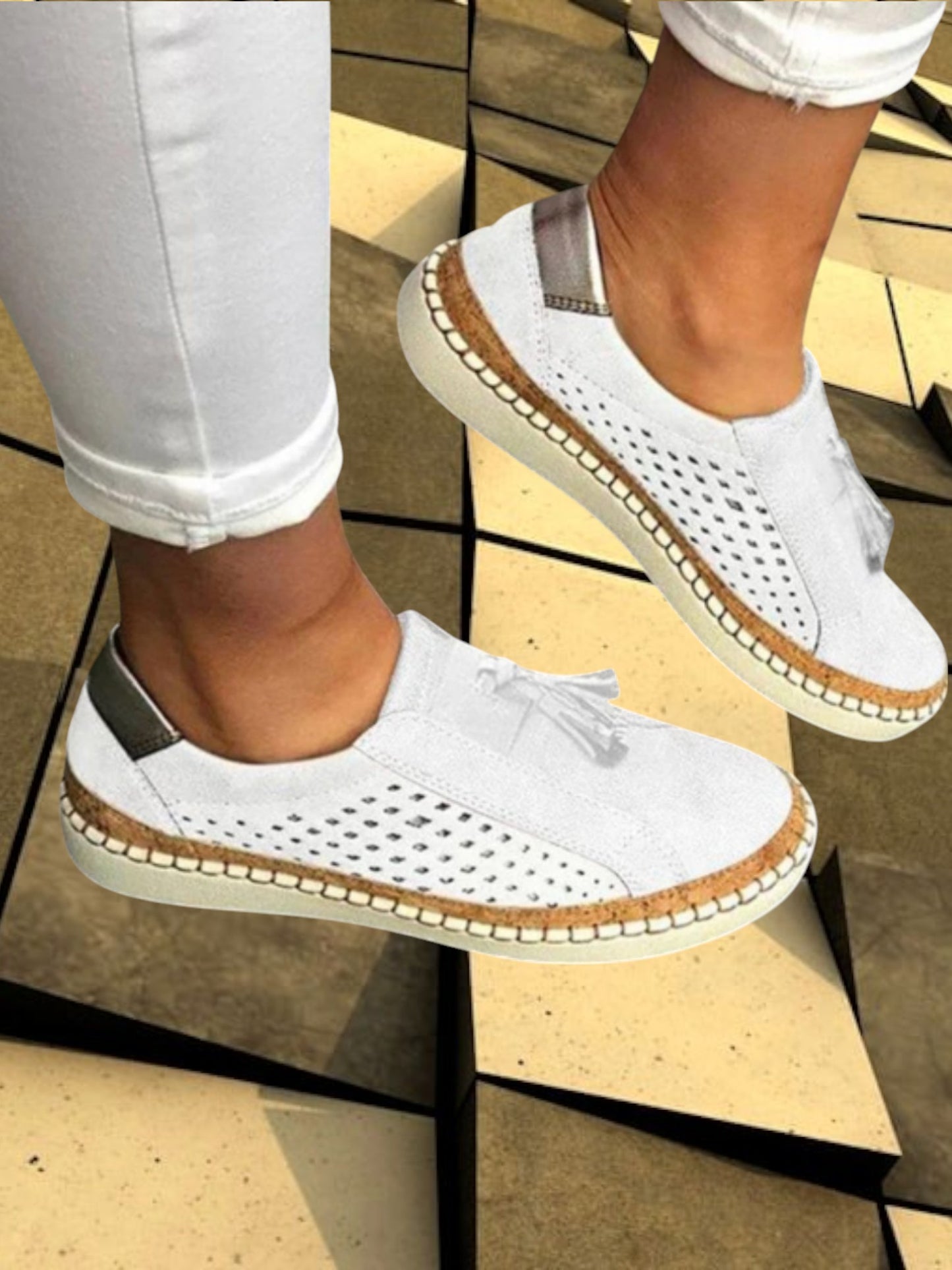 Arch Support Slip-On Sneakers with Non-Slip Outsole | white