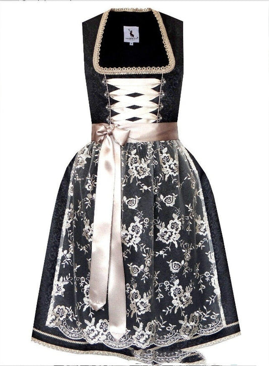 Artistic Lacing with Apron Dirndl Dress | Oktoberfest Outfit | Black