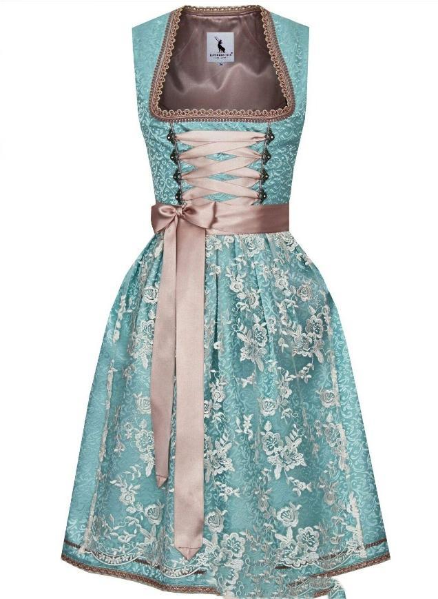 Artistic Lacing with Apron Dirndl Dress | Oktoberfest Outfit | Blue/Green
