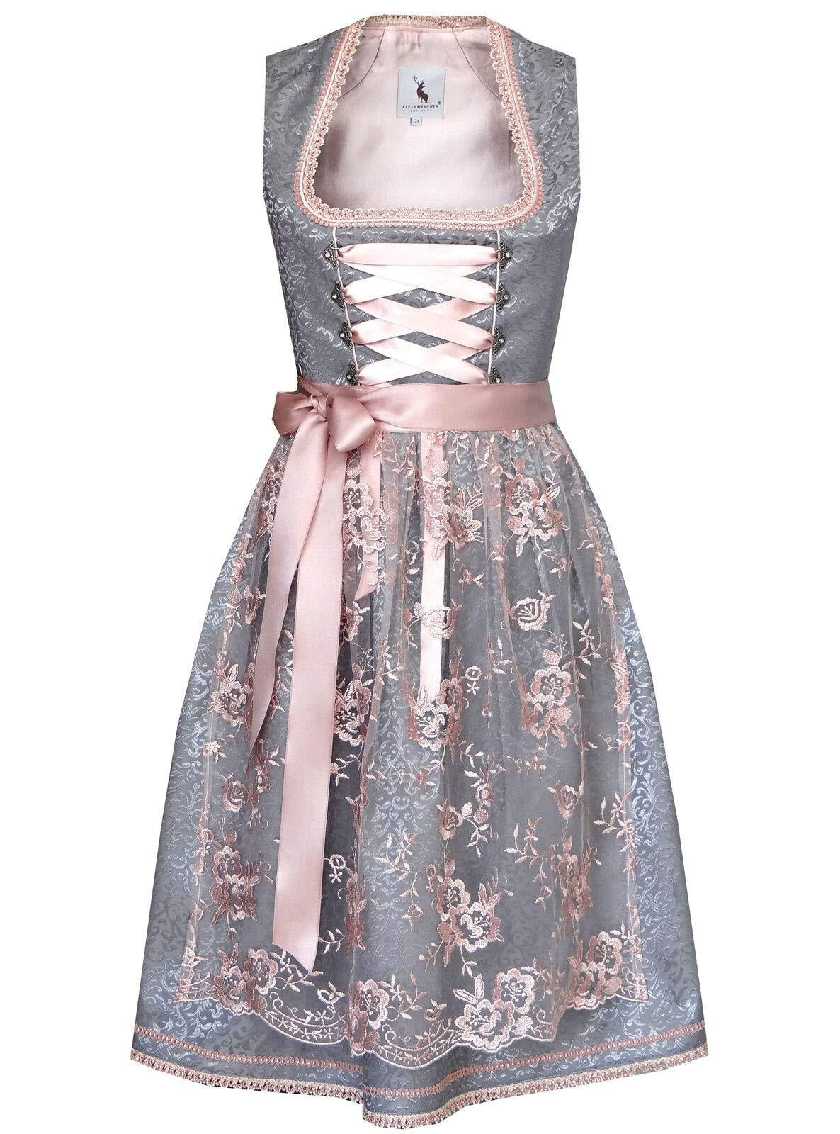 Artistic Lacing with Apron Dirndl Dress | Oktoberfest Outfit | Gray