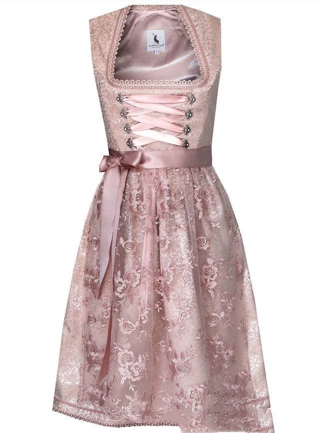 Artistic Lacing with Apron Dirndl Dress | Oktoberfest Outfit | Pink