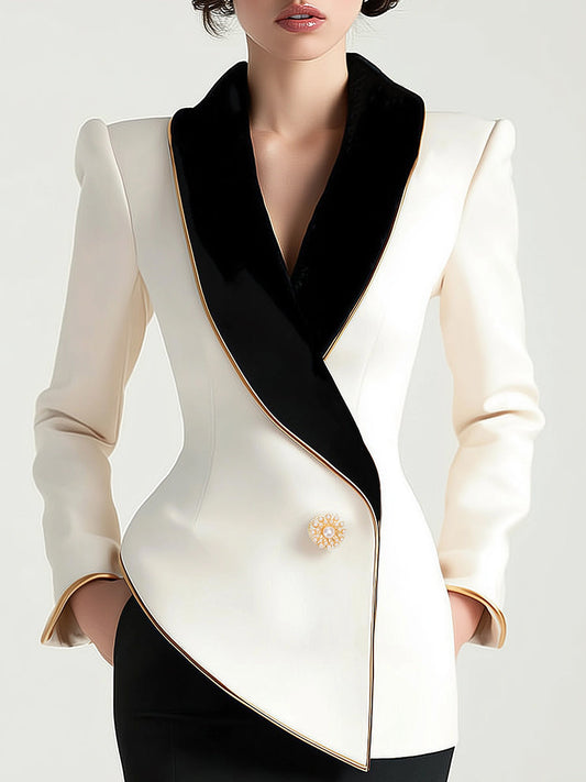 Asymmetrical Blazer for Women | Loose Fit | White 
