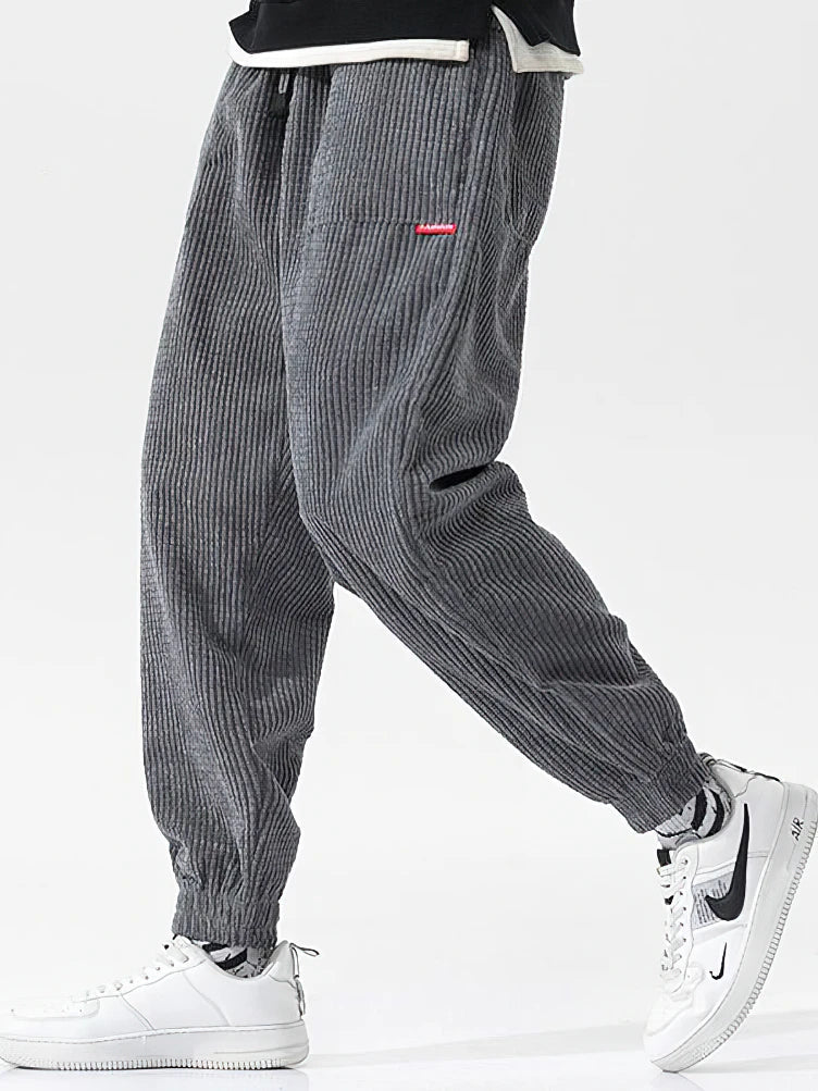 Baggy Corduroy Trousers for Men | Relaxed Fit | Gray